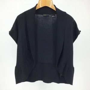 Press Short Sleeve Black Shrug Sweater, Large